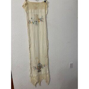 Crochet basket lace edged embroidered table runner